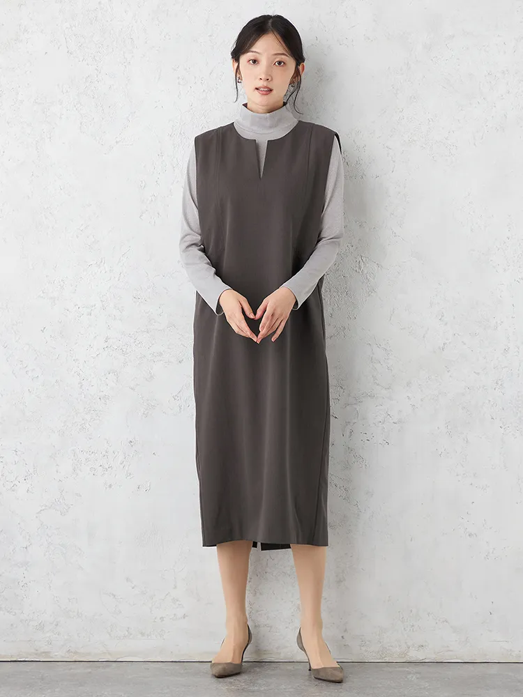 【ONCLOSET】ツイルジャンパースカート無地ウォッシャブルストレッチポリエステル秋冬【レディース】