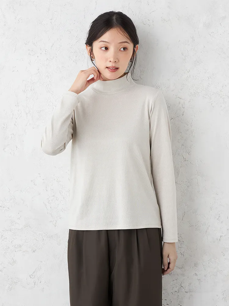 【ONCLOSET】タートルネックラメジャージーニット・カットソー長袖タートル無地ウォッシャブル秋冬【レディース】