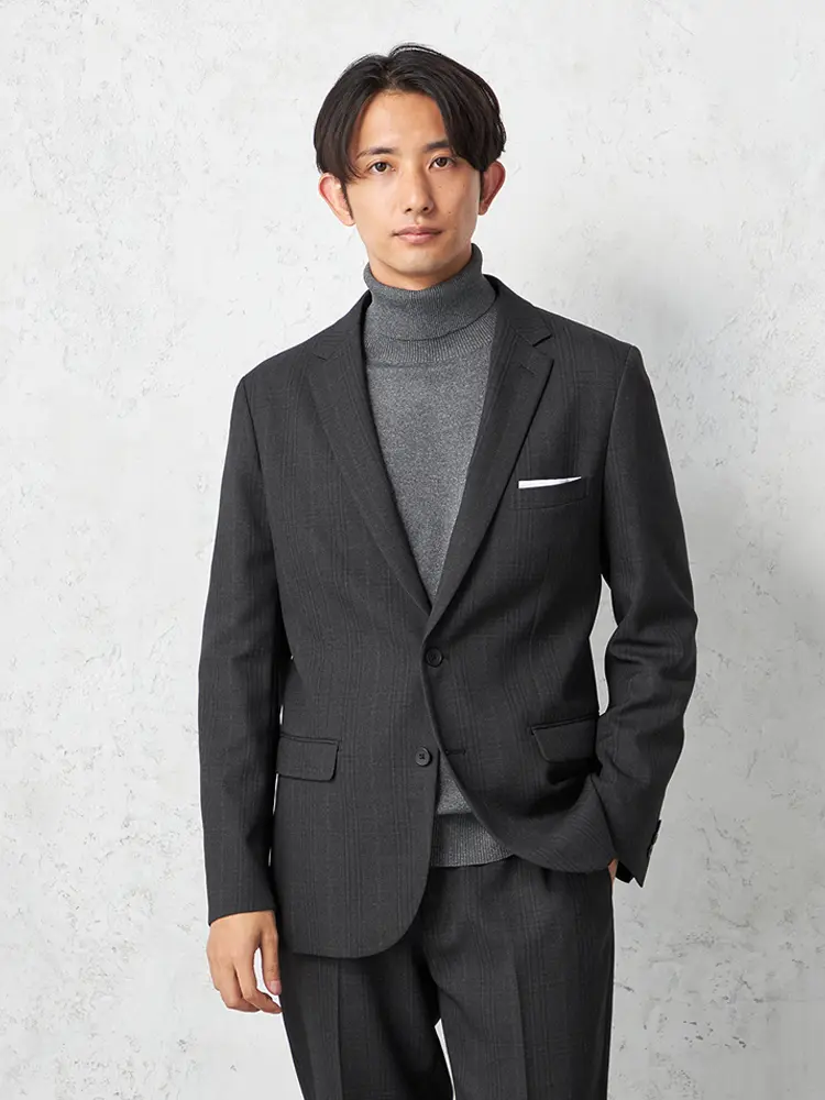 【TOKYORUN】セットアップジャケットシャドーチェックジャケット２つボタン上下ウォッシャブル軽量秋冬