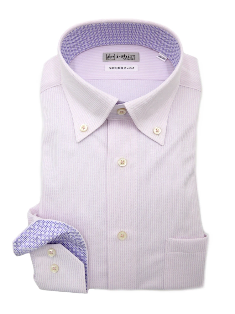 【完全ノーアイロン】長袖アイシャツボタンダウンストレッチ吸水速乾ストライプワイシャツi-shirt通年