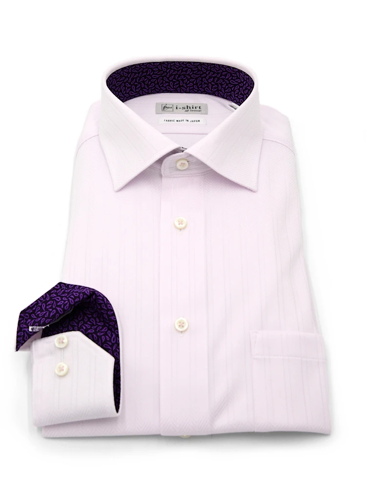 【完全ノーアイロン】長袖アイシャツセミワイドストレッチ吸汗速乾ヘリンボンワイシャツi-shirt通年