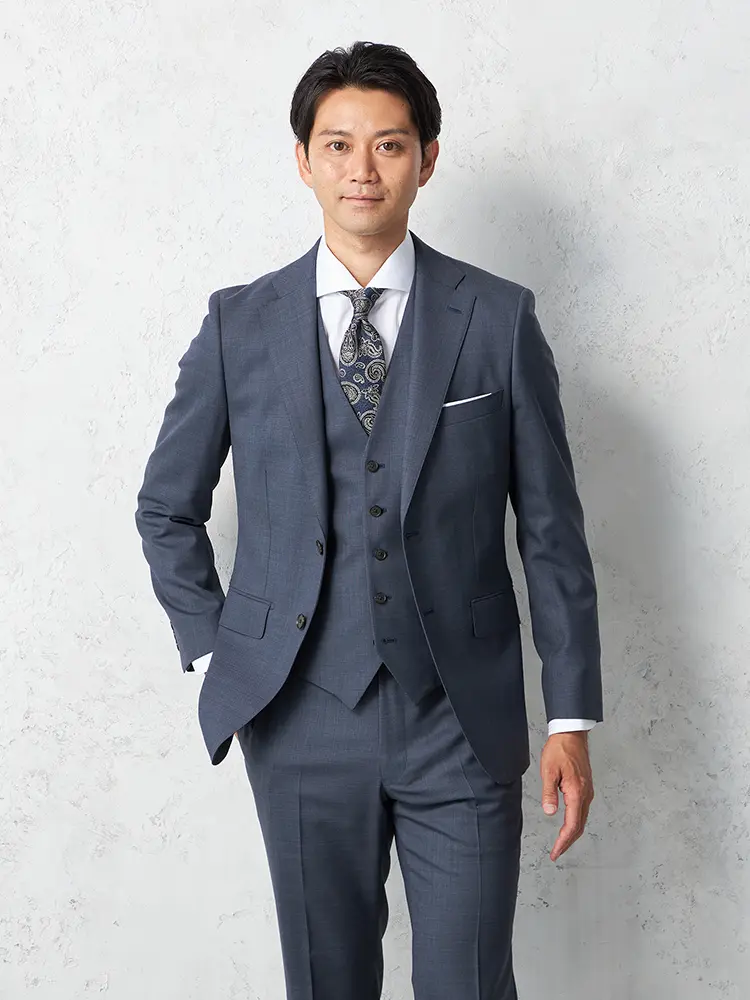 【Ｓ＆ＭＢＬＵＥＬＡＢＥＬ】マルラーネスーツ2つボタン無地ノータック秋冬