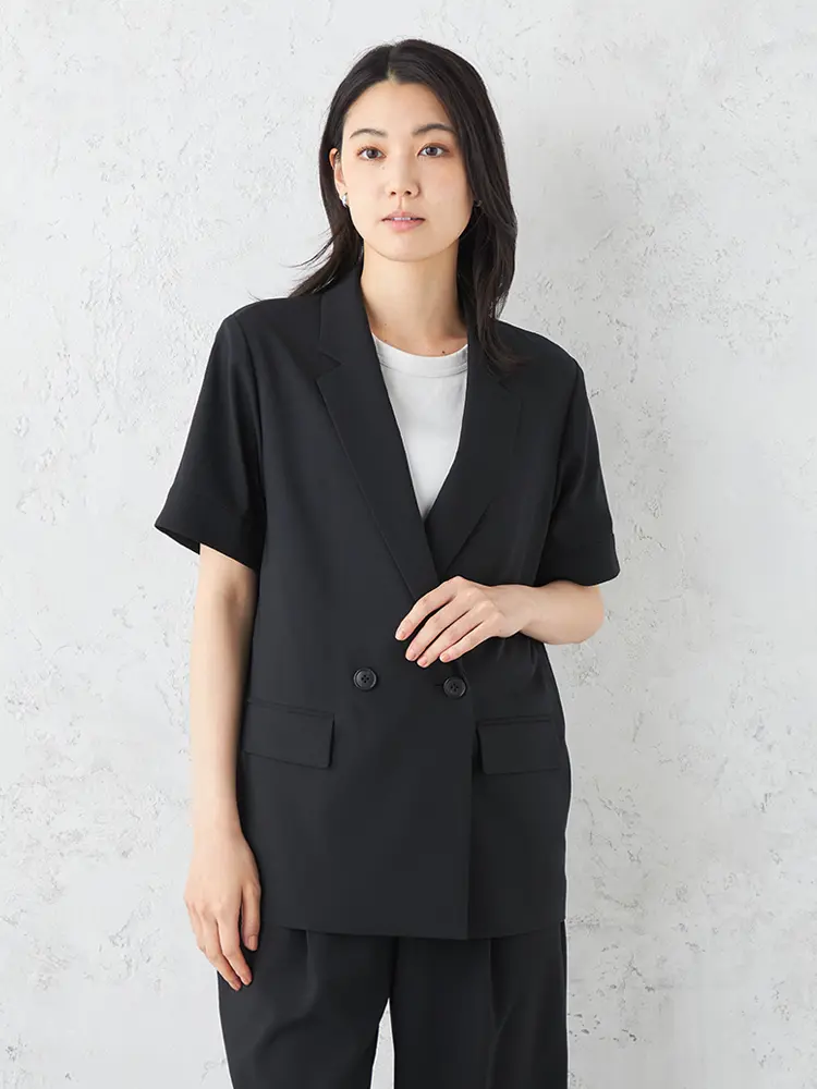 【SOFFICE】ソフィーチェストレッチウェザー半袖ジャケット上下ウォッシャブル春夏