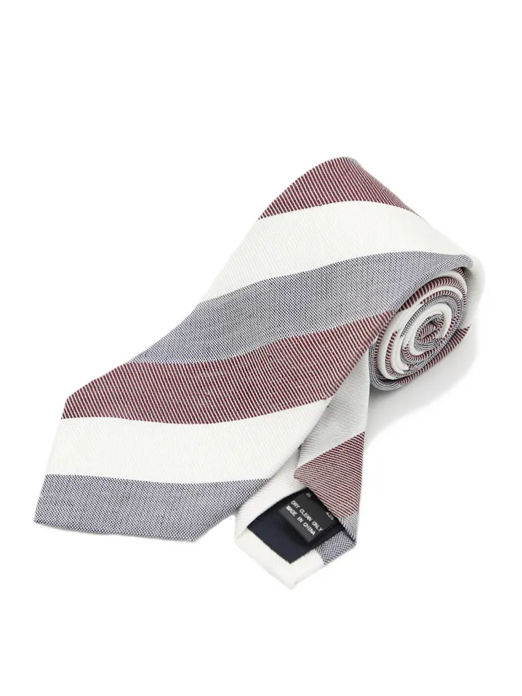 【シルク混】ネクタイシルクリネンストライプリッケンバッカー春夏