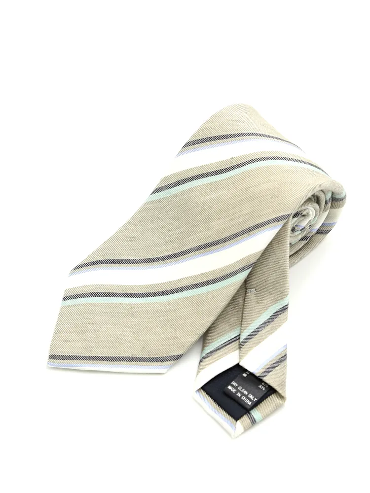 【シルクリネン】ネクタイレギュラーストライプS＆MBLUELABEL春夏