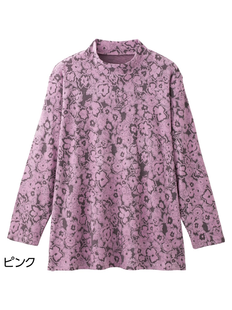レディースあったか花柄ジャカードＴシャツ【CF】