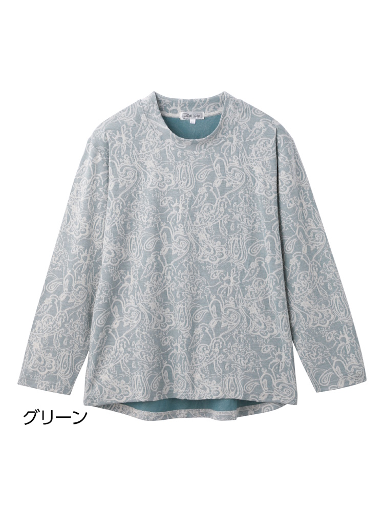 後ろ長めＴシャツ５／婦人用／レディース／シニア／高齢者／長袖／後ろ長め／ゆったり／名前記入欄付／介護／施設【CF】
