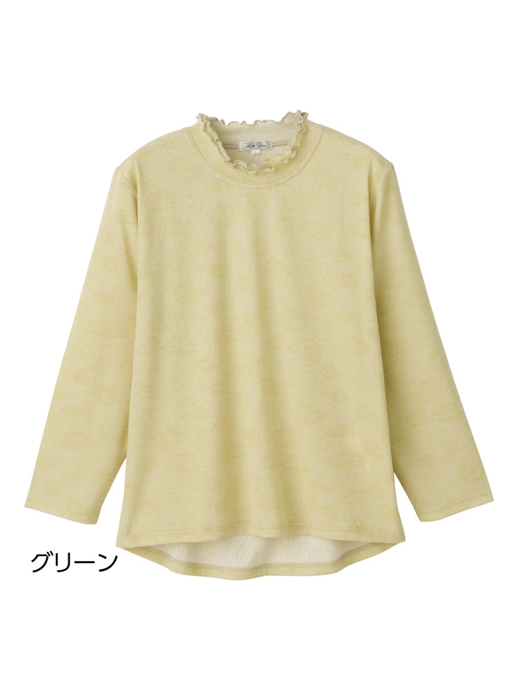 後ろ長めＴシャツ６／婦人用／レディース／シニア／高齢者／後ろ長め／長袖／身幅ゆったり／花柄【CF】
