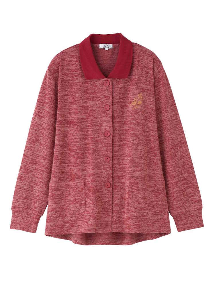 【前開き】【長袖】ワンタッチテープポロカーディ４／婦人用／レディース／高齢者／シニア／介護／施設／入居／お出かけ／秋冬／ギフト／プレゼント【CF】