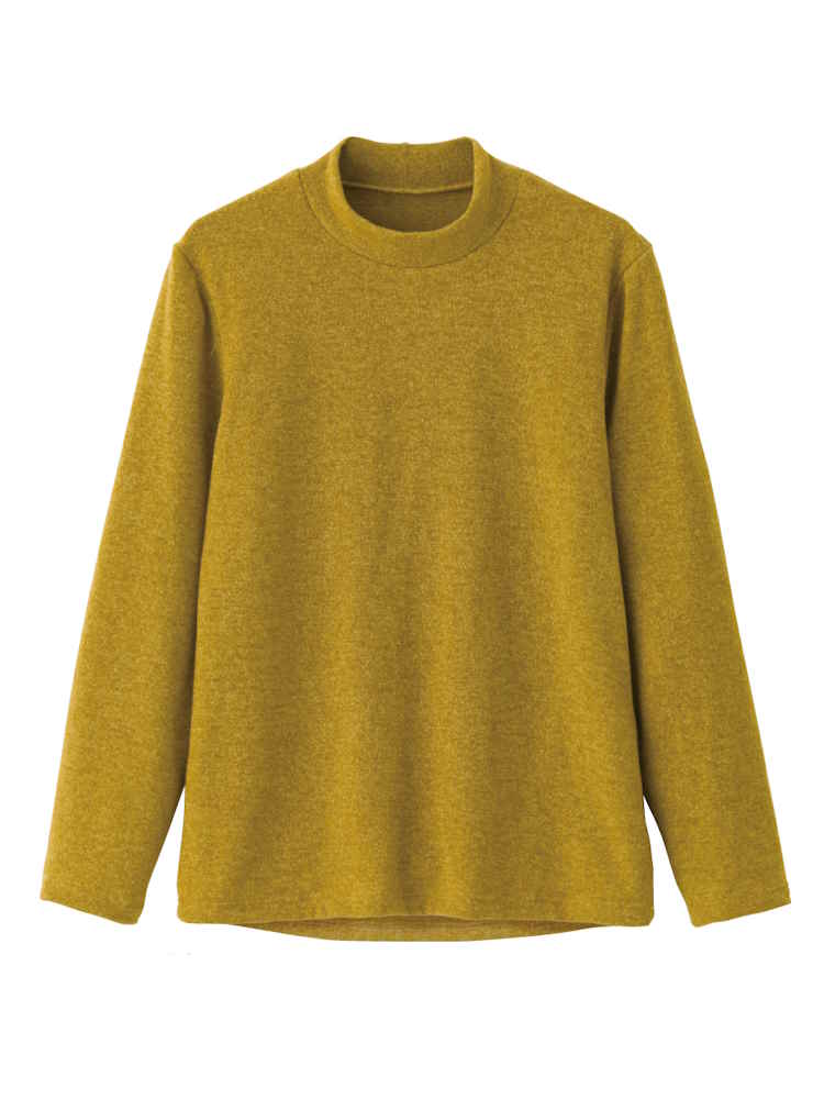 【日本製】【あったか】背中ゆったり着心地裏起毛Ｔシャツ／婦人用／レディース／シニア／高齢者／洗濯機OK／保温性／吸湿速乾機能／腰がでにくい／後ろ長め／名前記入欄付／名前が書ける／ギフト／プレゼント【CF】