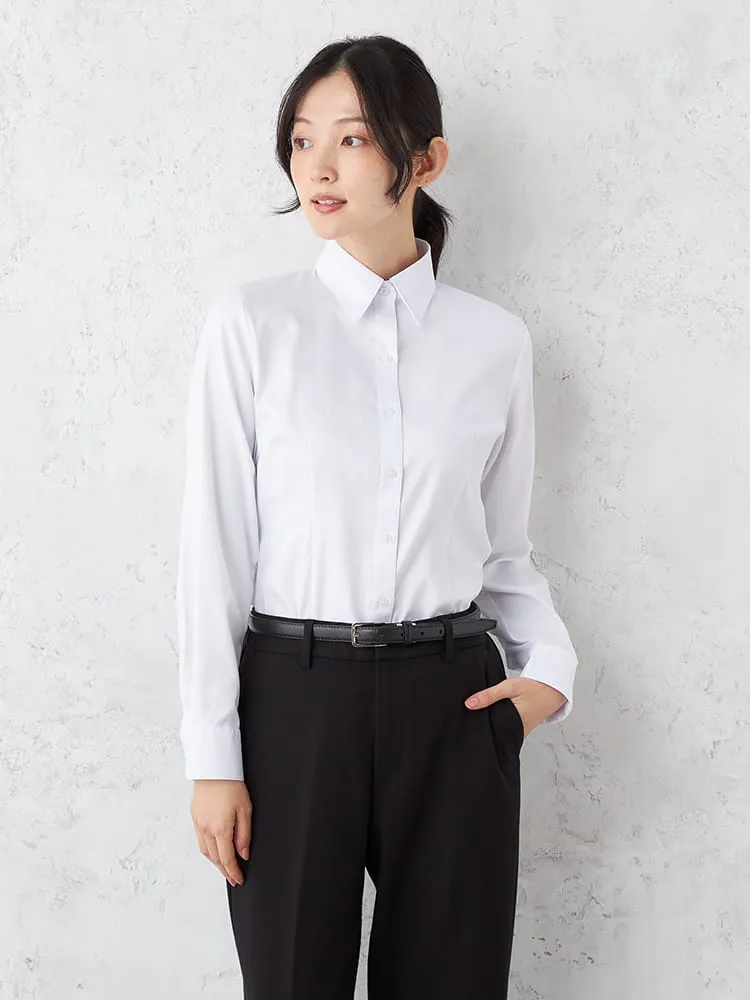 形態安定】長袖ブラウス STOVELMASON WHITE リクルート 白 レギュラー