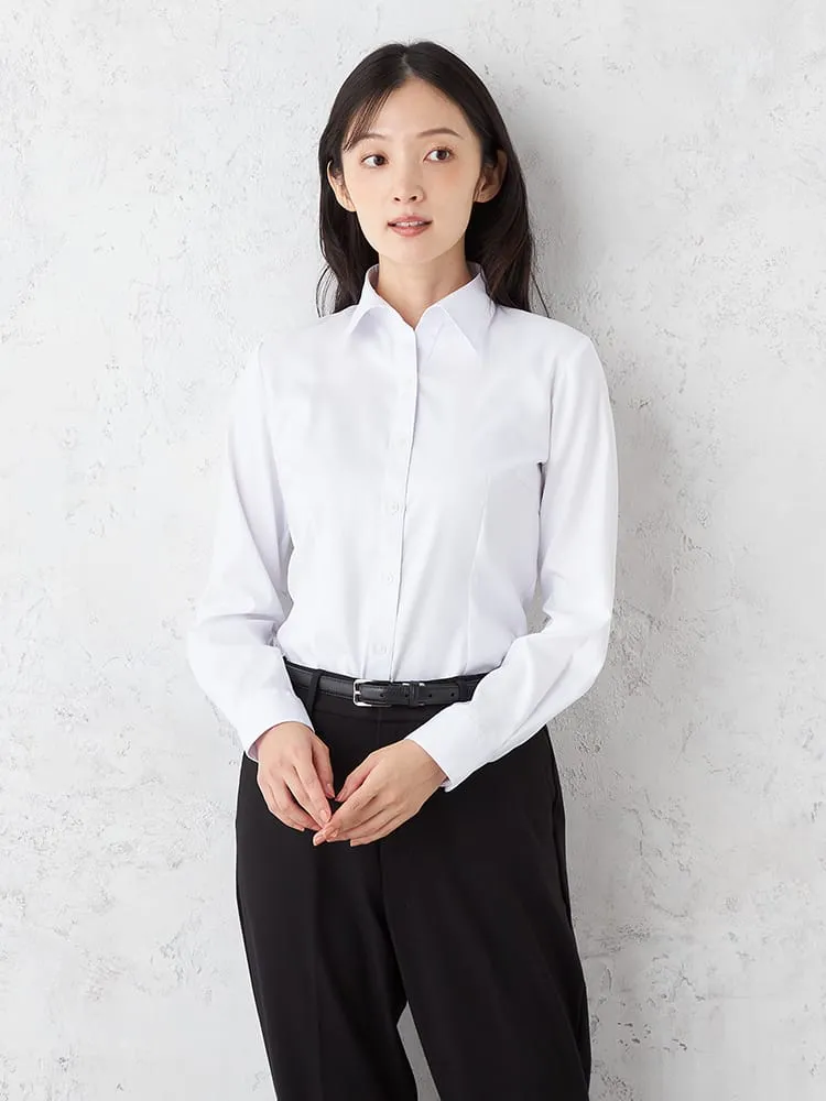 スーツ、ブラウス 形態安定】長袖ブラウス STOVELMASON WHITE リクルート 白 スキッパー