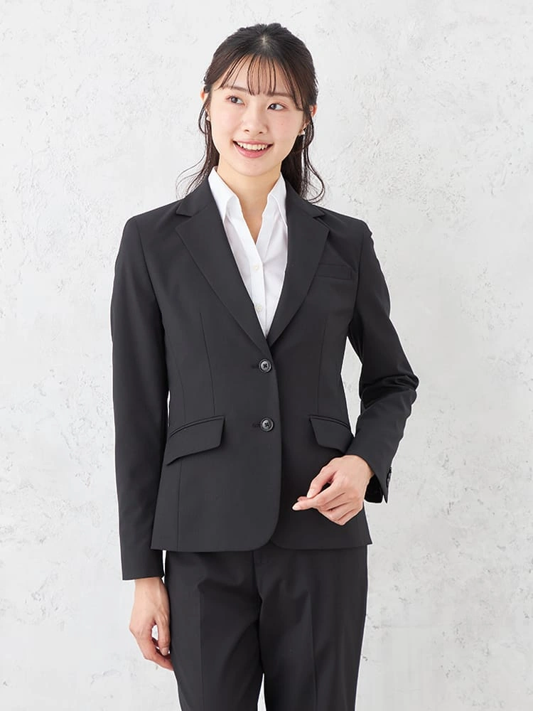 ウォッシャブル】レディースジャケット 黒無地 RENU生地使用 SOFFICE