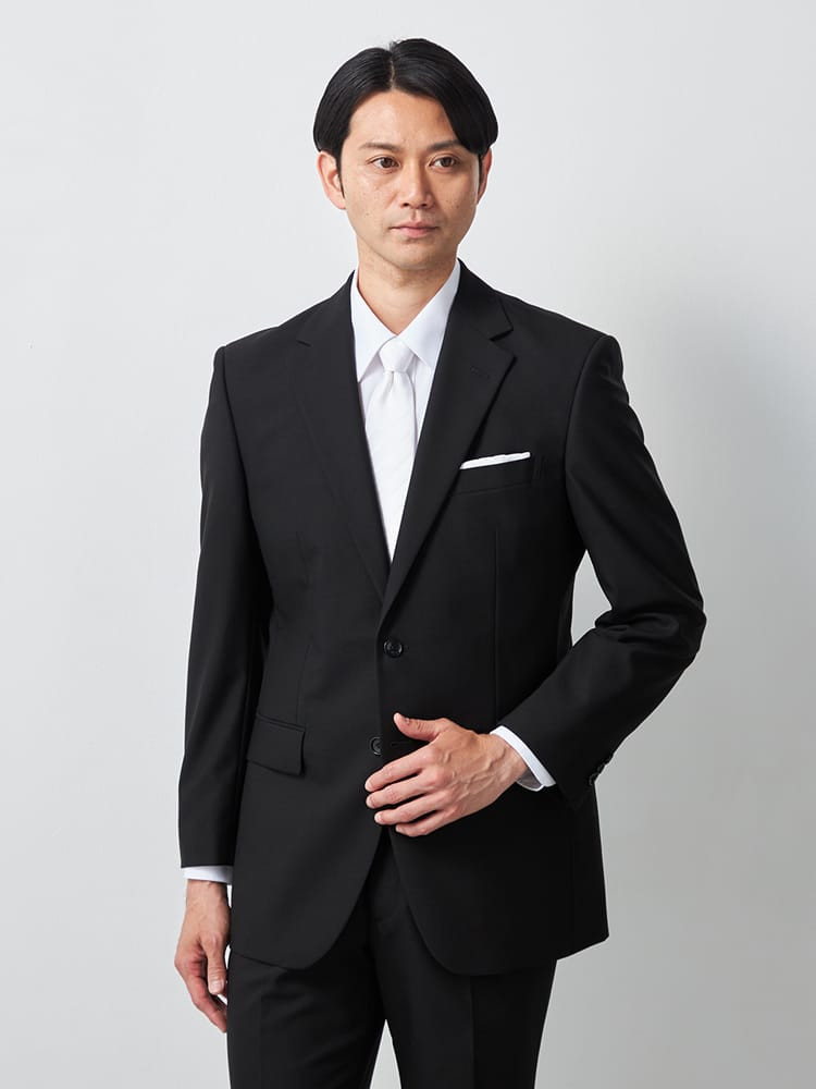 [礼服]【ウエストアジャスター仕様】フォーマル 2つボタン ワンタック 黒無地 リージェントハウス 通年 礼服【定番】