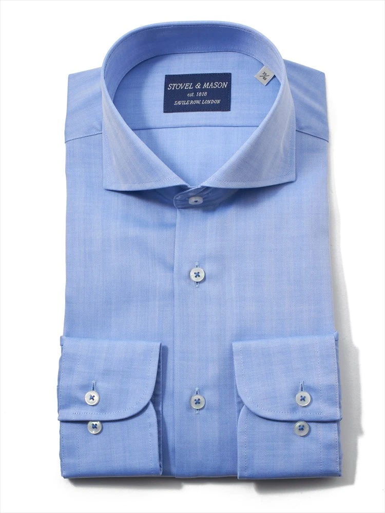 【綿100％】長袖 ワイシャツ カッタウェイ 形態安定  S＆M BLUE LABEL 通年