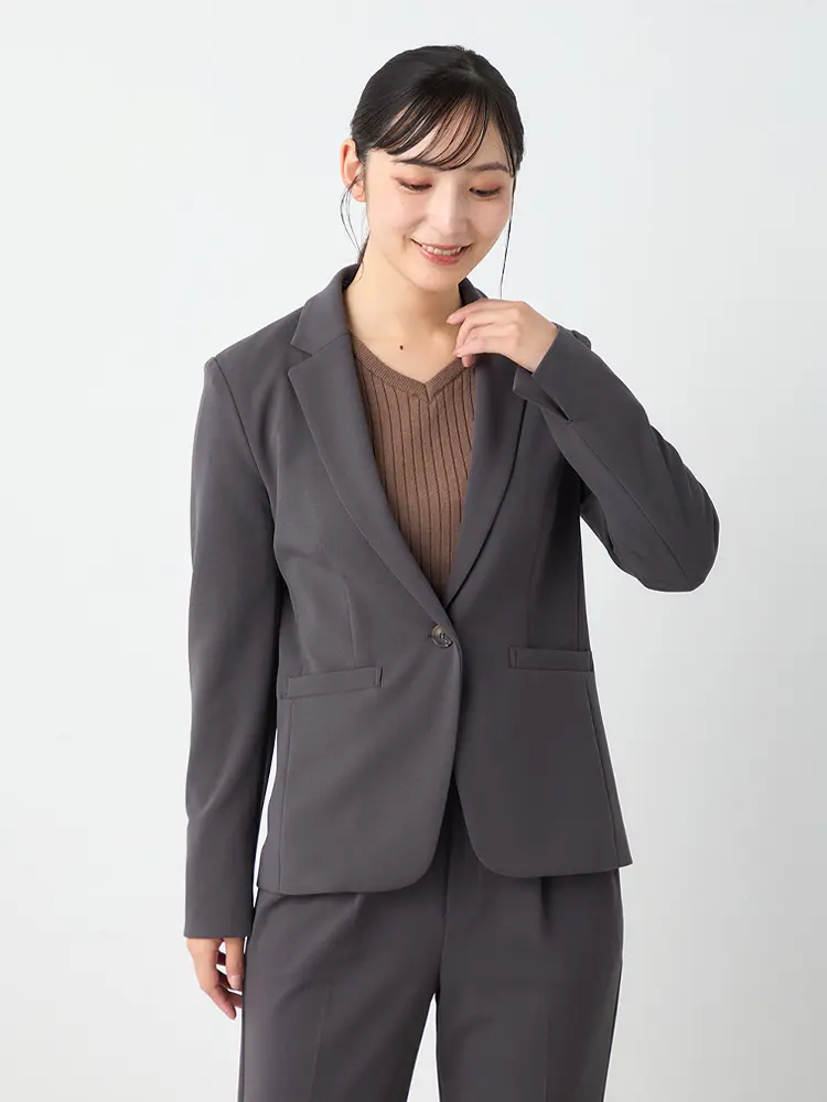 C.グレー ハイストレッチテーラード1つボタンジャケットパンツセット 秋冬 | はるやま公式通販