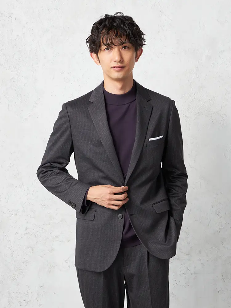 【TOKYO RUN】 プリントニットセットアップ ジャケット 2つボタン  ウォッシャブル 軽量 ストレッチ 秋冬 | はるやま公式通販