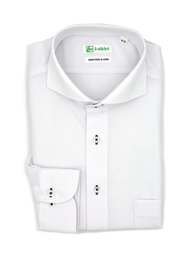ホワイト 【ECO i-shirt】完全ノーアイロン 長袖 カッタウェイ