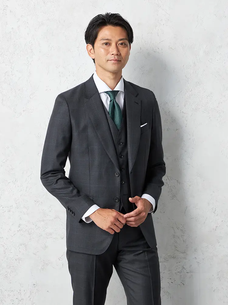 C.グレー 【リッケンバッカーホワイト】 REDA スーツ 2つボタン チェック ノータック  秋冬 | はるやま公式通販