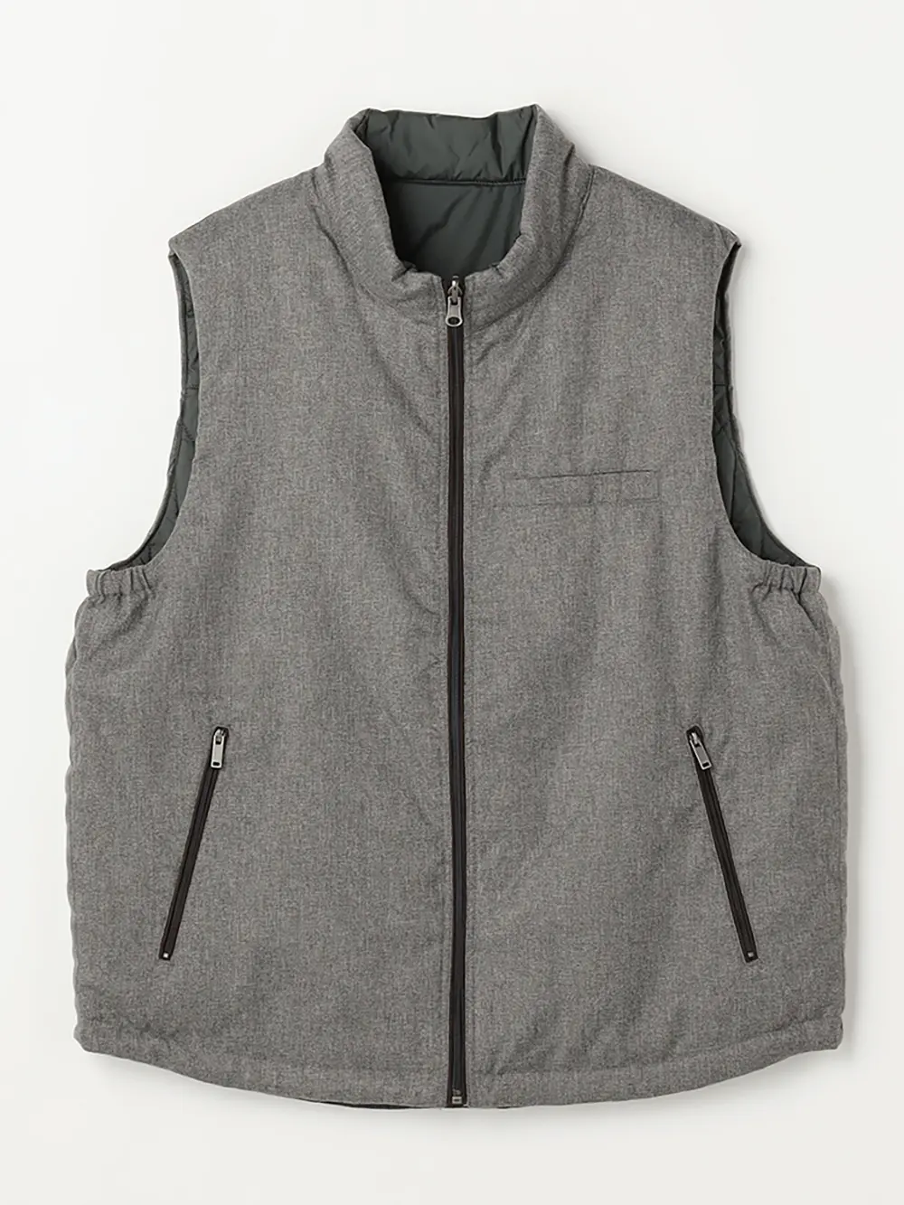 【カンサイ・ヤマモト】リバーシブル中綿ベスト カジュアルアウター 無地  秋冬