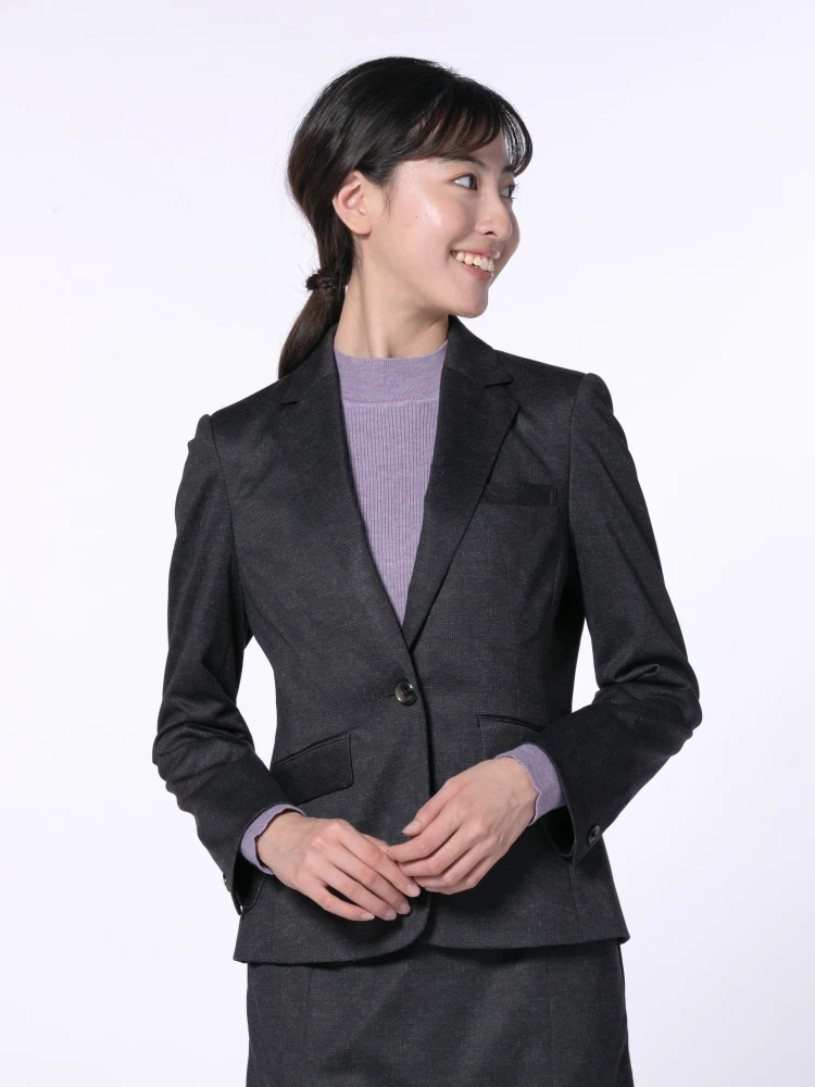 【ウォッシャブル】ジャケット1つボタンプリントニットシャドーチェックS&MKnightsbridge秋冬【レディース】